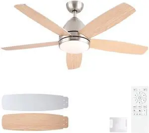52 in. Indoor Brushed Nickel Ceiling Fan with Intergrated LED Light Kit with Remote Control, 5 Plywood Blades and Work with Smart APP 52 in. Indoor Brushed Nickel Ceiling Fan with Intergrated LED Light Kit with Remote Control, 5 Plywood Blades and Work with Smart APP