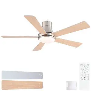 52 in. Farmhouse Brushed Nickel Integrated LED Smart Ceiling Fan with DC Remote Control for Bedroom, Living Room 52 in. Farmhouse Brushed Nickel Integrated LED Smart Ceiling Fan with DC Remote Control for Bedroom, Living Room