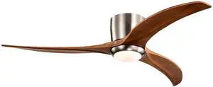 52" Flush Mount Ceiling Fan Solid Wood Blades Ceiling Fan With Light with Remote Control, Noiseless Reversible Motor, 6 Speed, for Patio Living Room, Bedroom,Indoor--(Stain Nickel) 52" Flush Mount Ceiling Fan Solid Wood Blades Ceiling Fan With Light with Remote Control, Noiseless Reversible Motor, 6 Speed, for Patio Living Room, Bedroom,Indoor--(Stain Nickel)