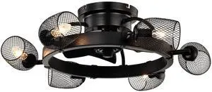 25.8'' Industrial Ceiling Fan with remote control ,5 ABS Blades small size ceiling fan For Living Room, Dining Room, Bedroom, Family Room, Matte Black ,6 PCS*E26 (Does Not Include Light Bulbs) 25.8'' Industrial Ceiling Fan with remote control ,5 ABS Blades small size ceiling fan For Living Room, Dining Room, Bedroom, Family Room, Matte Black ,6 PCS*E26 (Does Not Include Light Bulbs)