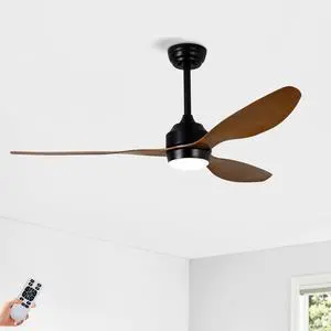 52" Ceiling Fan with Lights Quiet DC Motor 3 ABS Blade Ceiling Fans 6 Speed Levels,Reversible Ceiling Fan, for Patio Living Room, Bedroom, Office,Indoor. Matte Black + Walnut 52" Ceiling Fan with Lights Quiet DC Motor 3 ABS Blade Ceiling Fans 6 Speed Levels,Reversible Ceiling Fan, for Patio Living Room, Bedroom, Office,Indoor. Matte Black + Walnut