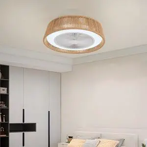 21" Modern Rustic Ceiling Fan Light with LED RGB Mood Lighting, Rope Woven Design, Quiet Fan, Semi Flush Mount for Bedroom, Living Room, or Dining Room ((Silent/6-Speed/Reversible/DC Motor)) 21" Modern Rustic Ceiling Fan Light with LED RGB Mood Lighting, Rope Woven Design, Quiet Fan, Semi Flush Mount for Bedroom, Living Room, or Dining Room ((Silent/6-Speed/Reversible/DC Motor))