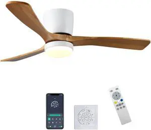 42 inch Wood Ceiling Fans with Lights and Remote, Modern Flush Mount Low Profile Ceiling Fan with Light, 6 Speed, Reversible DC Motor, for Bedroom/Outdoor/Farmhouse/Patios 42 inch Wood Ceiling Fans with Lights and Remote, Modern Flush Mount Low Profile Ceiling Fan with Light, 6 Speed, Reversible DC Motor, for Bedroom/Outdoor/Farmhouse/Patios