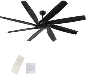 72 inch Ceiling Fans no Light with Remote Control, 8 Reversible Blade, Quiet DC Motor, Timer Function, 6-Speed, Industrial Ceiling Fan for Bedroom Home Kitchen (Black) 72 inch Ceiling Fans no Light with Remote Control, 8 Reversible Blade, Quiet DC Motor, Timer Function, 6-Speed, Industrial Ceiling Fan for Bedroom Home Kitchen (Black)