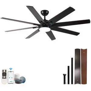 72 inch Large Ceiling Fans with Lights and Remote, Indoor/Outdoor Black Modern Ceiling Fan for Kitchen Living Room Patio, 6 Speed Reversible Quiet DC Motor, Dual Finish 8 Blades 72 inch Large Ceiling Fans with Lights and Remote, Indoor/Outdoor Black Modern Ceiling Fan for Kitchen Living Room Patio, 6 Speed Reversible Quiet DC Motor, Dual Finish 8 Blades