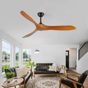 60 Inch Wood Ceiling Fan No Light, Reversible DC Motor , Indoor Fan for Bedroom Living Room, Suitable for Angled Sloped Ceiling 60 Inch Wood Ceiling Fan No Light, Reversible DC Motor , Indoor Fan for Bedroom Living Room, Suitable for Angled Sloped Ceiling