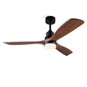 Hot sales 52 Inch Modern Black Ceiling Fan With Light 3 Solid Wood Blades Remote Control Reversible DC Motor With Dimmable LED Hot sales 52 Inch Modern Black Ceiling Fan With Light 3 Solid Wood Blades Remote Control Reversible DC Motor With Dimmable LED