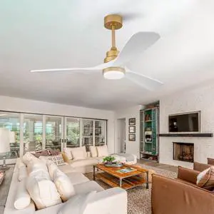 Hot sales 52 Inch Indoor Ceiling Fan With Dimmable LED Light 3 Solid Wood Blades Remote Control Reversible DC Motor Hot sales 52 Inch Indoor Ceiling Fan With Dimmable LED Light 3 Solid Wood Blades Remote Control Reversible DC Motor