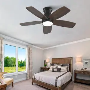 32-inch Low-Profile Ceiling Fan with Light and Remote Control, Dimmable Quiet DC Motor, for Bedroom Indoor Outdoor Use, Black 32-inch Low-Profile Ceiling Fan with Light and Remote Control, Dimmable Quiet DC Motor, for Bedroom Indoor Outdoor Use, Black