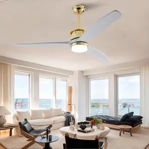 52 Inch White and Gold Ceiling Fans with Lights and Remote, 3 Solid Wood Blades, 6 Speeds, Quiet DC Motor, Dimmable LED, Modern Gold Ceiling Fan for Indoor Bedroom,Living Room,Patio 52 Inch White and Gold Ceiling Fans with Lights and Remote, 3 Solid Wood Blades, 6 Speeds, Quiet DC Motor, Dimmable LED, Modern Gold Ceiling Fan for Indoor Bedroom,Living Room,Patio