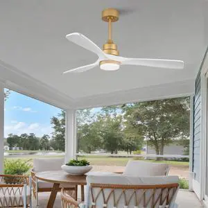 Hot sales 52 Inch Indoor Ceiling Fan With Dimmable LED Light 3 Solid Wood Blades Remote Control Reversible DC Motor Hot sales 52 Inch Indoor Ceiling Fan With Dimmable LED Light 3 Solid Wood Blades Remote Control Reversible DC Motor