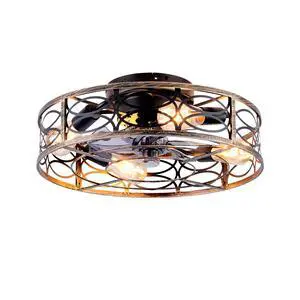 20" Low Profile Caged Ceiling Fans with Lights and Remote, Farmhouse Flush Mount Ceiling Fan with 6 Speeds Reversible Motor, for Kitchen, Bedroom--NOT Included Bulbs 20" Low Profile Caged Ceiling Fans with Lights and Remote, Farmhouse Flush Mount Ceiling Fan with 6 Speeds Reversible Motor, for Kitchen, Bedroom--NOT Included Bulbs