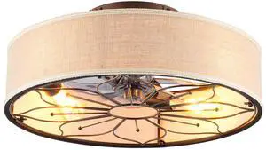 20" Lotus Design Fabric Farmhouse Bladeless Ceiling fan With Remote Control For Living room, Bedroom,Kitchen--NOT INCLUDED BULBS 20" Lotus Design Fabric Farmhouse Bladeless Ceiling fan With Remote Control For Living room, Bedroom,Kitchen--NOT INCLUDED BULBS