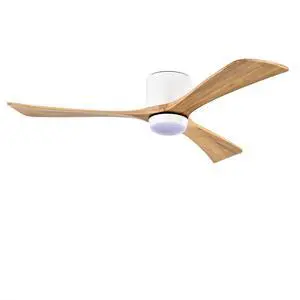 52" Flush Mount Solid Wood Blades Ceiling Fan with Lights Remote Control,Quiet DC Motor, 6 Speed ,Reversible Ceiling Fan for Patio Living Room, Bedroom, Office,Indoor.(Matte White +Natural) 52" Flush Mount Solid Wood Blades Ceiling Fan with Lights Remote Control,Quiet DC Motor, 6 Speed ,Reversible Ceiling Fan for Patio Living Room, Bedroom, Office,Indoor.(Matte White +Natural)