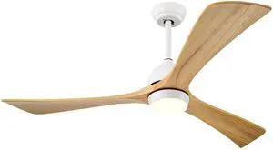 52" Solid Wood Blades Ceiling Fan with Lights Remote Control,Quiet DC Motor 3 Blade Ceiling Fans 6 Speed Levels,Reversible Ceiling Fan, for Patio Living Room, Bedroom, Office,Indoor.(White +Natural) 52" Solid Wood Blades Ceiling Fan with Lights Remote Control,Quiet DC Motor 3 Blade Ceiling Fans 6 Speed Levels,Reversible Ceiling Fan, for Patio Living Room, Bedroom, Office,Indoor.(White +Natural)