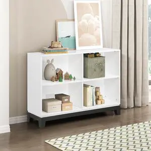 White Finish 4-Shelf Bookcase Wooden Furniture 1pc White Finish 4-Shelf Bookcase Wooden Furniture 1pc
