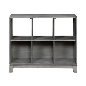 Gray Finish 6-Shelf Bookcase Wooden Furniture 1pc Gray Finish 6-Shelf Bookcase Wooden Furniture 1pc