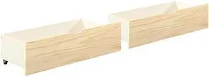 Natural Pine Finish 2pcs Storage Boxes with Caster Wheels Transitional Bedroom Furniture Under-Bed Toy Boxes Natural Pine Finish 2pcs Storage Boxes with Caster Wheels Transitional Bedroom Furniture Under-Bed Toy Boxes
