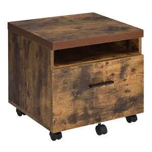 Weathered Oak and Black 1-Drawer File Cabinet Weathered Oak and Black 1-Drawer File Cabinet