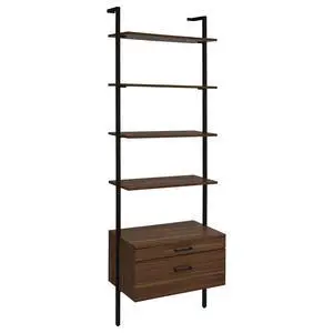 Wendell Walnut 4-shelf Storage Wall Bookshelf Wendell Walnut 4-shelf Storage Wall Bookshelf