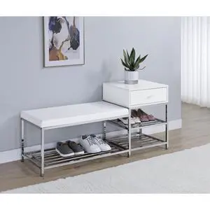 Yesler White High Gloss 1-Drawer Storage Bench Yesler White High Gloss 1-Drawer Storage Bench