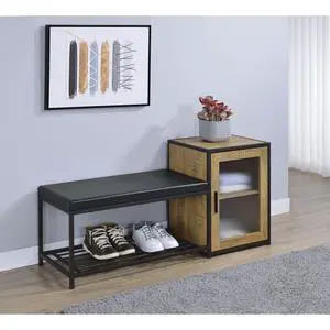 Mango and Black Shoe Storage Entryway Bench with Cabinet Mango and Black Shoe Storage Entryway Bench with Cabinet