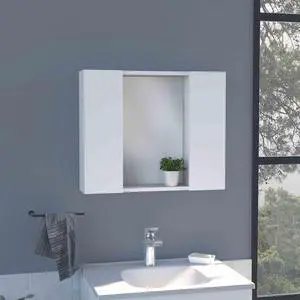 Artemisa Medicine Cabinet, Double Door, Mirror, One External Shelf -White Artemisa Medicine Cabinet, Double Door, Mirror, One External Shelf -White