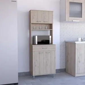 Della 60 Kitchen Pantry with Countertop, Closed & Open Storage -Light Gray Della 60 Kitchen Pantry with Countertop, Closed & Open Storage -Light Gray