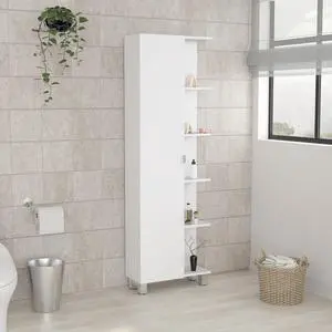 Urano Corner Linen Cabinet, Five External Shelves, Single Door, Four Interior Shelves -White Urano Corner Linen Cabinet, Five External Shelves, Single Door, Four Interior Shelves -White