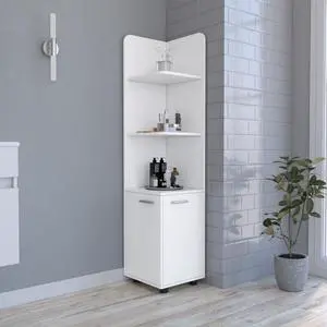 Malibu Freestanding Linen Cabinet, 2-Doors, Open Shelves -White Malibu Freestanding Linen Cabinet, 2-Doors, Open Shelves -White