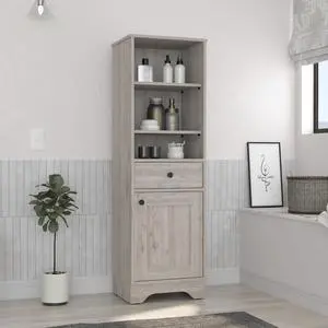 St. Clair Linen Cabinet, Two Interior Shelves, Two Open Shelves, Single Door St. Clair Linen Cabinet, Two Interior Shelves, Two Open Shelves, Single Door