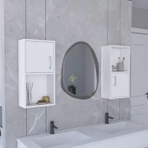 Oba 2-Pc Wall-Mounted Bathroom Medicine Cabinet with Open and Closed Storage Oba 2-Pc Wall-Mounted Bathroom Medicine Cabinet with Open and Closed Storage