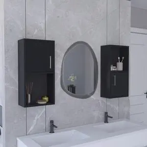 Oba 2-Pc Wall-Mounted Bathroom Medicine Cabinet with Open and Closed Storage Oba 2-Pc Wall-Mounted Bathroom Medicine Cabinet with Open and Closed Storage