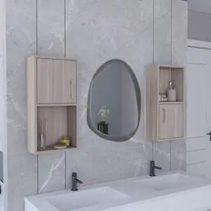 Oba 2-Pc Wall-Mounted Bathroom Medicine Cabinet with Open and Closed Storage Oba 2-Pc Wall-Mounted Bathroom Medicine Cabinet with Open and Closed Storage