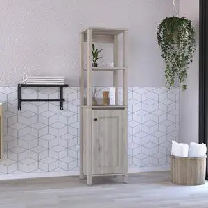 St. Clair Linen Cabinet, Two Interior Shelves, Two Open Shelves, Single Door St. Clair Linen Cabinet, Two Interior Shelves, Two Open Shelves, Single Door