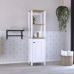 St. Clair Linen Cabinet, Two Interior Shelves, Two Open Shelves, Single Door St. Clair Linen Cabinet, Two Interior Shelves, Two Open Shelves, Single Door