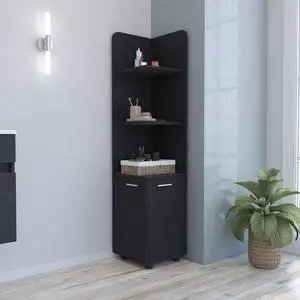Malibu 62" Tall Double Door Corner Linen Cabinet with Four Shelves Malibu 62" Tall Double Door Corner Linen Cabinet with Four Shelves