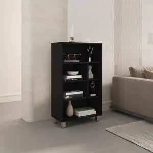 Bellagio 40" Tall Four-Tier Shelf Narrow Bookcase Black Bellagio 40" Tall Four-Tier Shelf Narrow Bookcase Black