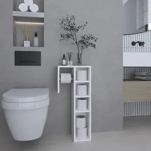 Lodi Freestanding Toilet Paper Cabinet With Slim Vertical Design And Storage Compartment Lodi Freestanding Toilet Paper Cabinet With Slim Vertical Design And Storage Compartment