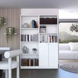 Dupree 2 Piece Home Bookcase set, 49" Wide with 9 Shelves , Living Room White Dupree 2 Piece Home Bookcase set, 49" Wide with 9 Shelves , Living Room White
