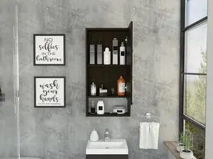 Medicine Cabinet Irvine, One External Shelf, Black Wengue Finish Medicine Cabinet Irvine, One External Shelf, Black Wengue Finish