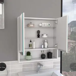 Medicine Cabinet with Mirror Lexington,Three Internal Shelves, White Finish Medicine Cabinet with Mirror Lexington,Three Internal Shelves, White Finish