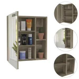 Medicine Cabinet Mirror Clifton, Five Internal Shelves, Pine Finish Medicine Cabinet Mirror Clifton, Five Internal Shelves, Pine Finish