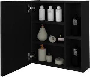 Medicine Cabinet Mirror Clifton, Five Internal Shelves, Black Wengue Finish Medicine Cabinet Mirror Clifton, Five Internal Shelves, Black Wengue Finish