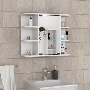 Medicine Cabinet Milano, Six External Shelves Mirror, White Finish Medicine Cabinet Milano, Six External Shelves Mirror, White Finish