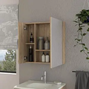 Medicine Cabinet Prague, Four Internal Shelves, Single Door, Pine Finish Medicine Cabinet Prague, Four Internal Shelves, Single Door, Pine Finish