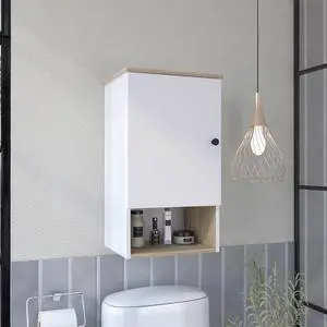 Medicine Cabinet Porto, Two Internal Shelves, Light Oak / White Finish Medicine Cabinet Porto, Two Internal Shelves, Light Oak / White Finish