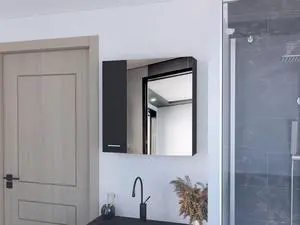 Medicine Cabinet Prague, Four Internal Shelves, Single Door, Black Wengue Finish Medicine Cabinet Prague, Four Internal Shelves, Single Door, Black Wengue Finish