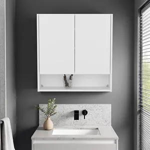 Hickory Double Door Medicine Cabinet, Ideal for Bathroom Storage Hickory Double Door Medicine Cabinet, Ideal for Bathroom Storage