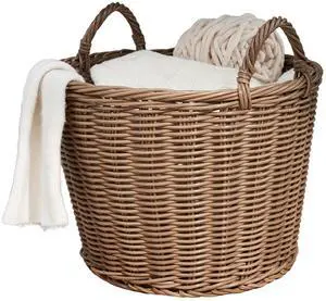Joseph Round Cone Woven Resin Wicker Basket with Handles - 16" x 16" x 10.5" - Chocolate Brown - For Clothes, Towels, Canvas, Toys, Magazine Storage and Home Decoration Joseph Round Cone Woven Resin Wicker Basket with Handles - 16" x 16" x 10.5" - Chocolate Brown - For Clothes, Towels, Canvas, Toys, Magazine Storage and Home Decoration